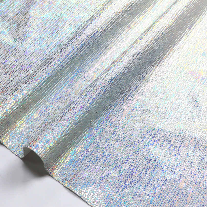 Metallic Crackle Iridescent รองเท้ากระเป๋า PU Faux หนังผ้า