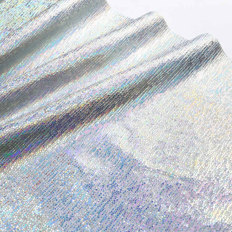 Metallic Crackle Iridescent รองเท้ากระเป๋า PU Faux หนังผ้า