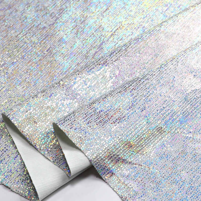 Metallic Crackle Iridescent รองเท้ากระเป๋า PU Faux หนังผ้า